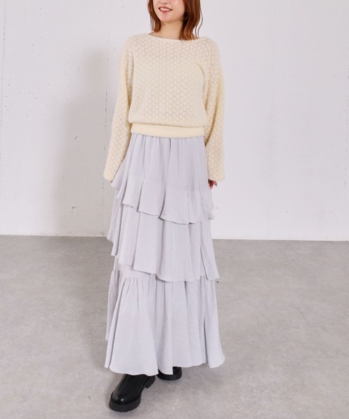 archives（アルシーヴ）の「リンクルフリルティアードスカート（スカート・レディース・ブラック/オフホワイト/シルバーグレー・MEDIUM）」の20枚目の写真