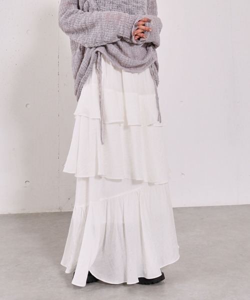 archives（アルシーヴ）の「リンクルフリルティアードスカート（スカート・レディース・ブラック/オフホワイト/シルバーグレー・MEDIUM）」の10枚目の写真