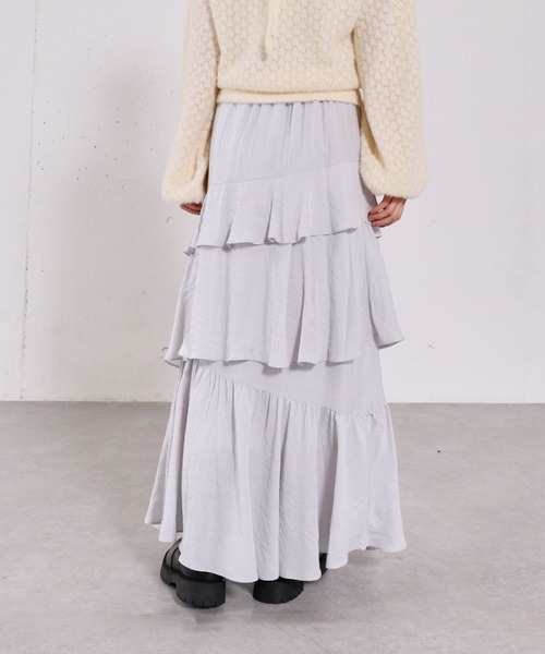 archives（アルシーヴ）の「リンクルフリルティアードスカート（スカート・レディース・ブラック/オフホワイト/シルバーグレー・MEDIUM）」の18枚目の写真