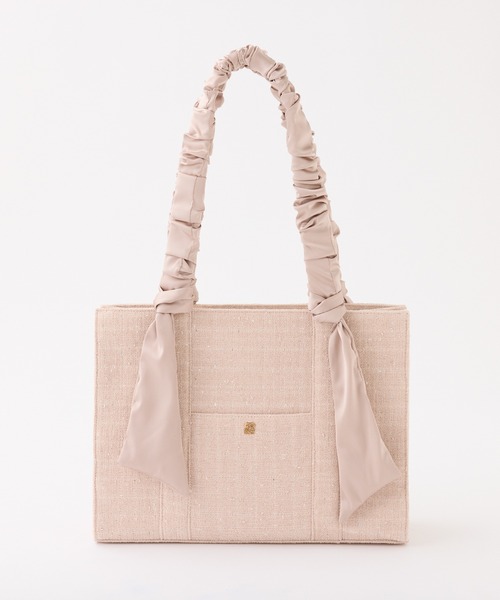 one after another NICE CLAUP（ワンアフターアナザーナイスクラップ）の「A4サイズ対応・キャリーオン可能/ギャザーハンドルトートバッグ（トートバッグ・レディース・ピンクベージュ/ブルー系その他/ホワイト×ブラック/アイボリー/ホワイト系その他/サックスブルー・FREE）」の6枚目の写真