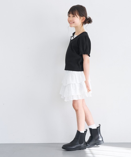coca（coca）（コカ）の「キッズ　リブレイヤードリボントップス（Tシャツ/カットソー・キッズ・ホワイト/ブラック・120/130/140/150）」の11枚目の写真