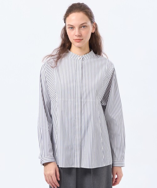 MACKINTOSH PHILOSOPHY（ﾏｯｷﾝﾄｯｼｭ ﾌｨﾛｿﾌｨｰ）の「【CRANWELL SHIRTS（クランウェル シャツ）】THOMAS MASOM（シャツ/ブラウス・レディース・オフホワイト/ブルー系その他2・38）」の2枚目の写真