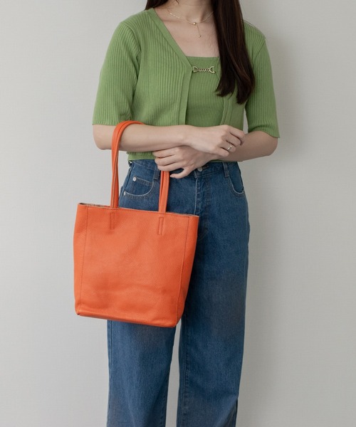 andrea cardone（アンドレアカルドネ）の「【ANDREA CARDONE】エブリデイベーシックトート(Q66601)（トートバッグ・レディース・オレンジ/ホワイト・ALL）」の8枚目の写真