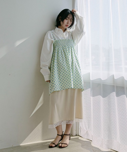 PILIT(ピリット)の「サテン裾レーススカート(スカート・レディース・アイボリー/グレイッシュブルー/イエロー・MEDIUM)」の20枚目の写真