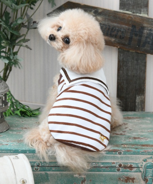 ROPE' PICNIC(ロペピクニック)の「ROPE' PICNIC/セーラーカラーボーダーカットソー(ペットウェア・レディース・ブラック/ブラウン・2M/2L/L/M/S/XS/2XS)」の1枚目の写真