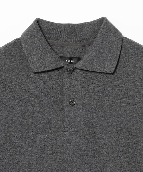 BEAMS(ビームス)の「メッシュ ボーダー ポロ【ワイドフィット】(ポロシャツ・メンズ・ブラック/グレー・L/S/M/XL)」の4枚目の写真