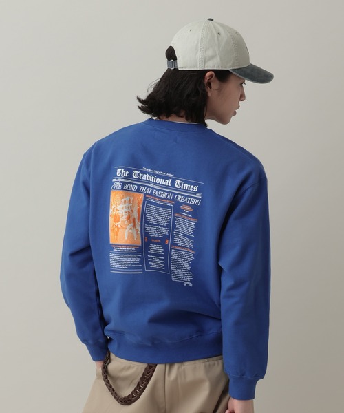 RAGEBLUE（レイジブルー）の「Newspaper Print Sweat/ニュースペーパープリント裏毛スウェット（スウェット・メンズ・ネイビー/ブルー/グレー系その他・MEDIUM/LARGE）」の3枚目の写真