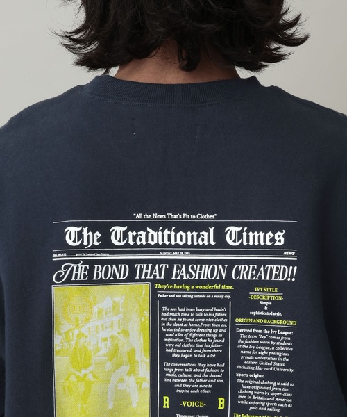 RAGEBLUE（レイジブルー）の「Newspaper Print Sweat/ニュースペーパープリント裏毛スウェット（スウェット・メンズ・ネイビー/ブルー/グレー系その他・MEDIUM/LARGE）」の21枚目の写真