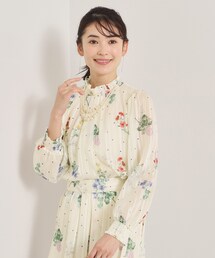 ITS'DEMO | 【手洗い可／セットアップ可】ラメストライプ花柄ブラウス(シャツ/ブラウス)