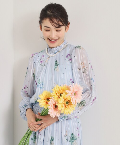 ITS'DEMO（イッツデモ）の「【手洗い可／セットアップ可】ラメストライプ花柄ブラウス（シャツ/ブラウス・レディース・アイボリー系/ネイビー系/サックスブルー系・00）」の3枚目の写真