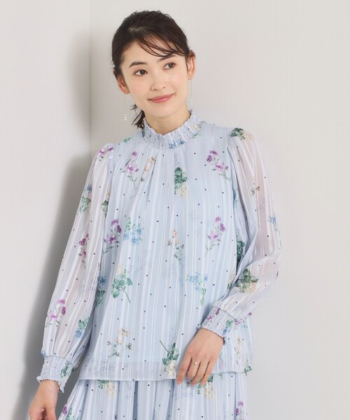 ITS'DEMO（イッツデモ）の「【手洗い可／セットアップ可】ラメストライプ花柄ブラウス（シャツ/ブラウス・レディース・アイボリー系/ネイビー系/サックスブルー系・00）」の21枚目の写真