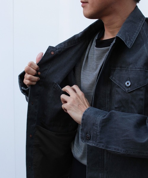 Snow Peak(スノーピーク)の「Snow Peak / Sulfur Dyed Fade Coverall フェードカバーオール(テーラードジャケット・メンズ・ブルー/チャコール・S/M/L/XL)」の9枚目の写真