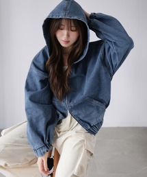 Riberry | ダブルジップデニムパーカーブルゾン(デニムジャケット)