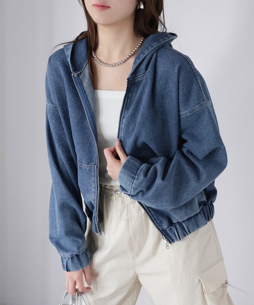 Riberry（リベリー）の「ダブルジップデニムパーカーブルゾン（デニムジャケット・レディース・ブルー/ネイビー・MEDIUM）」の14枚目の写真