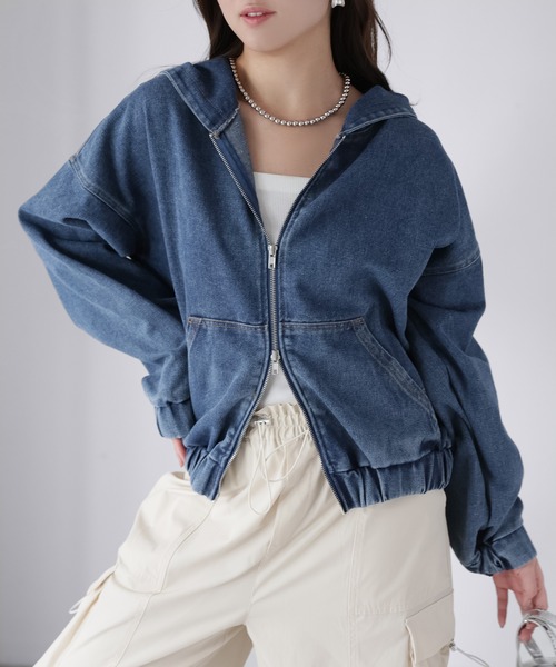 Riberry（リベリー）の「ダブルジップデニムパーカーブルゾン（デニムジャケット・レディース・ブルー/ネイビー・MEDIUM）」の20枚目の写真