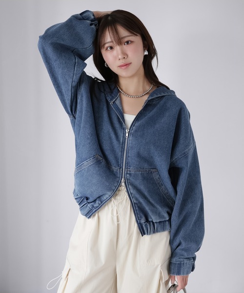 Riberry（リベリー）の「ダブルジップデニムパーカーブルゾン（デニムジャケット・レディース・ブルー/ネイビー・MEDIUM）」の22枚目の写真