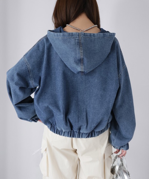 Riberry（リベリー）の「ダブルジップデニムパーカーブルゾン（デニムジャケット・レディース・ブルー/ネイビー・MEDIUM）」の16枚目の写真