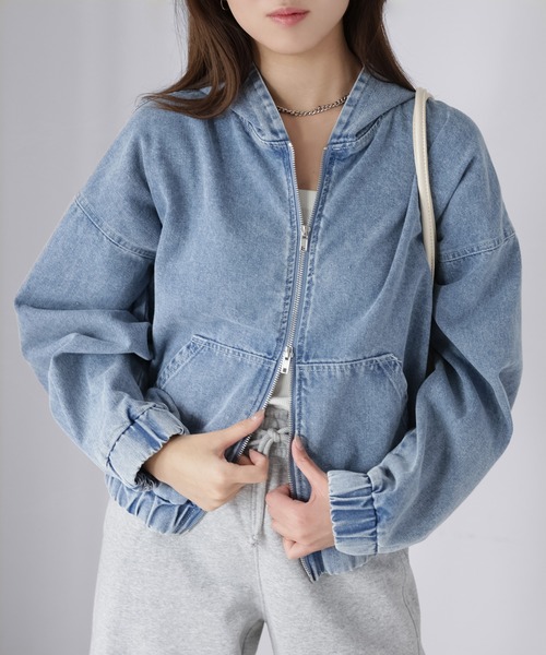 Riberry（リベリー）の「ダブルジップデニムパーカーブルゾン（デニムジャケット・レディース・ブルー/ネイビー・MEDIUM）」の18枚目の写真