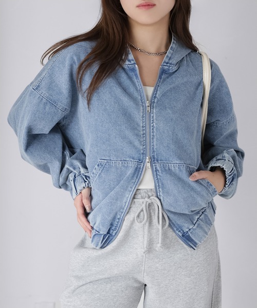 Riberry（リベリー）の「ダブルジップデニムパーカーブルゾン（デニムジャケット・レディース・ブルー/ネイビー・MEDIUM）」の19枚目の写真