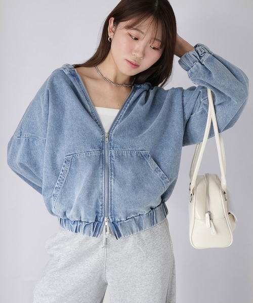 Riberry（リベリー）の「ダブルジップデニムパーカーブルゾン（デニムジャケット・レディース・ブルー/ネイビー・MEDIUM）」の9枚目の写真