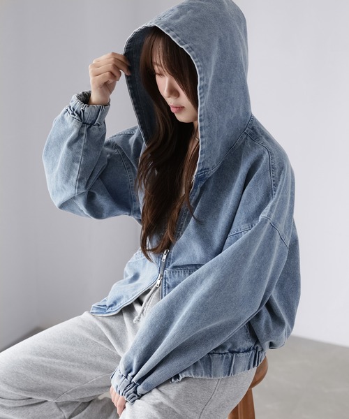 Riberry(リベリー)の「ダブルジップデニムパーカーブルゾン(デニムジャケット・レディース・ブルー/ネイビー・MEDIUM)」の3枚目の写真