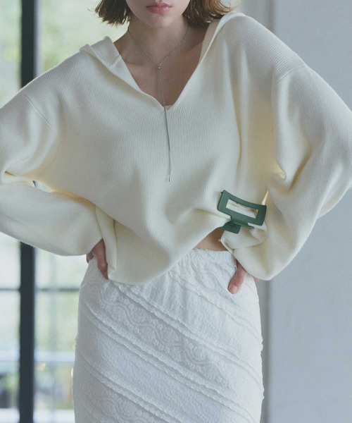 ad thie（アドティエ）の「透かし レース ナロースカート（スカート・レディース・オフホワイト・FREE）」の20枚目の写真