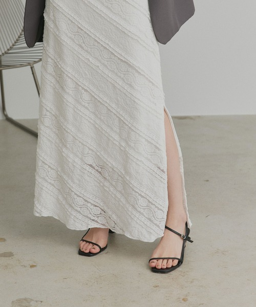 ad thie（アドティエ）の「透かし レース ナロースカート（スカート・レディース・オフホワイト・FREE）」の6枚目の写真