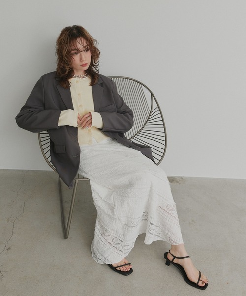 ad thie（アドティエ）の「透かし レース ナロースカート（スカート・レディース・オフホワイト・FREE）」の8枚目の写真