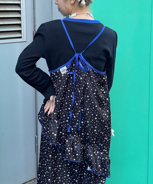 HELLO.SANFRANCISCO(ハローサンフランシスコ)の「【HELLO.SANFRANCISCO/ハローサンフランシスコ】TEE付き星柄キャミワンピ(ワンピース・レディース・ホワイト/ブラック・ONE SIZE)」の2枚目の写真