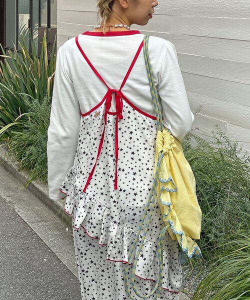 HELLO.SANFRANCISCO(ハローサンフランシスコ)の「【HELLO.SANFRANCISCO/ハローサンフランシスコ】TEE付き星柄キャミワンピ(ワンピース・レディース・ホワイト/ブラック・ONE SIZE)」の3枚目の写真