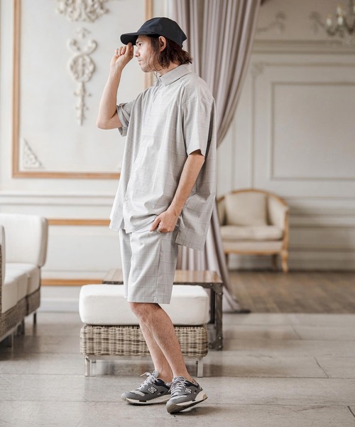 CAMBIO（カンビオ）の「mp14688-Tropical Pincheck Short Pants ショートパンツ(S68126cmb)（その他パンツ・メンズ・グレー/ライトグレー・L/M/S）」の7枚目の写真