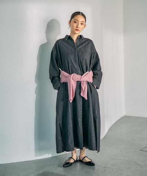 LEPSIM(レプシィム)の「デニムシャツロングワンピース 639369(ワンピース・レディース・ブルー/グレー系その他・FREE)」の1枚目の写真