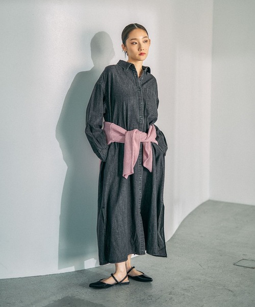 LEPSIM(レプシィム)の「デニムシャツロングワンピース 639369(ワンピース・レディース・ブルー/グレー系その他・FREE)」の4枚目の写真