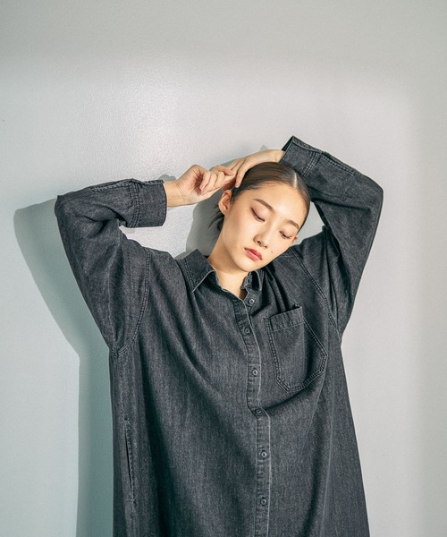 LEPSIM(レプシィム)の「デニムシャツロングワンピース 639369(ワンピース・レディース・ブルー/グレー系その他・FREE)」の7枚目の写真