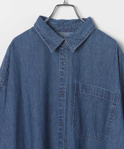 LEPSIM(レプシィム)の「デニムシャツロングワンピース 639369(ワンピース・レディース・ブルー/グレー系その他・FREE)」の10枚目の写真