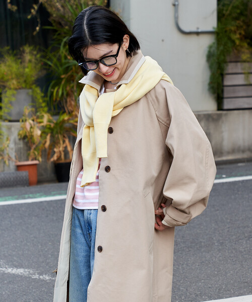 FREAK'S STORE（フリークスストア）の「配色 ステンカラーコート/スプリング コート（ステンカラーコート・レディース・ネイビー/ベージュ/オフホワイト・ﾌﾘ-）」の17枚目の写真