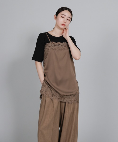 select MOCA Et（セレクトモカエト）の「【Et】Mannish Vest and Tuck Pants Set【セットアップ】（セットアップ・レディース・ベージュ/ブラック・LARGE/MEDIUM）」の8枚目の写真