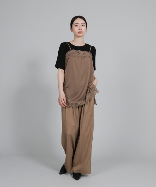 select MOCA Et（セレクトモカエト）の「【Et】Mannish Vest and Tuck Pants Set【セットアップ】（セットアップ・レディース・ベージュ/ブラック・LARGE/MEDIUM）」の5枚目の写真