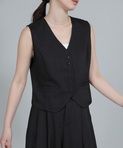 select MOCA Et（セレクトモカエト）の「【Et】Mannish Vest and Tuck Pants Set【セットアップ】（セットアップ・レディース・ベージュ/ブラック・LARGE/MEDIUM）」の15枚目の写真