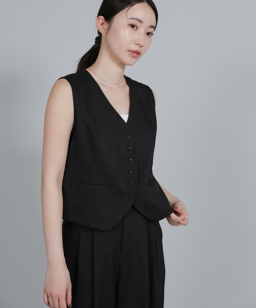 select MOCA Et（セレクトモカエト）の「【Et】Mannish Vest and Tuck Pants Set【セットアップ】（セットアップ・レディース・ベージュ/ブラック・LARGE/MEDIUM）」の18枚目の写真