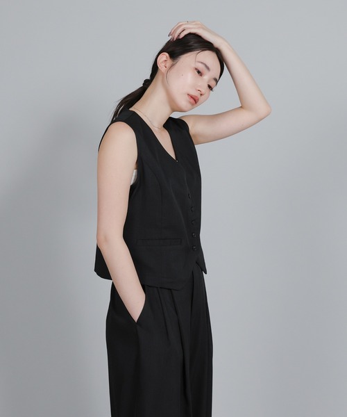 select MOCA Et（セレクトモカエト）の「【Et】Mannish Vest and Tuck Pants Set【セットアップ】（セットアップ・レディース・ベージュ/ブラック・LARGE/MEDIUM）」の19枚目の写真