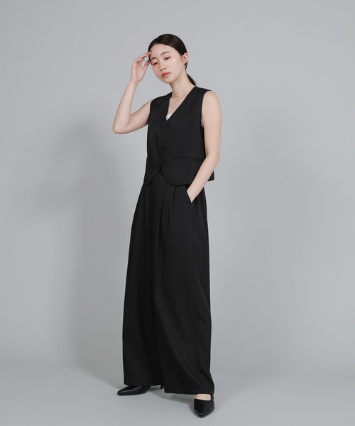select MOCA Et（セレクトモカエト）の「【Et】Mannish Vest and Tuck Pants Set【セットアップ】（セットアップ・レディース・ベージュ/ブラック・LARGE/MEDIUM）」の12枚目の写真