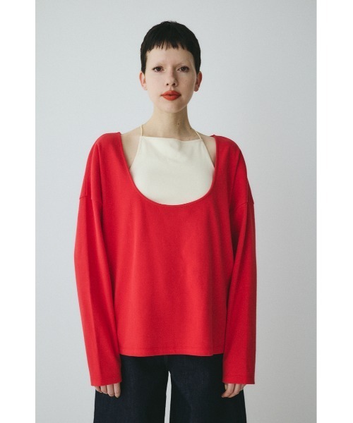 HeRIN.CYE(ヘリンドットサイ)の「2Way over size cut tops 2WAYオーバーサイズカットトップス(Tシャツ/カットソー・レディース・オフホワイト/ブラック/レッド・FREE)」の1枚目の写真