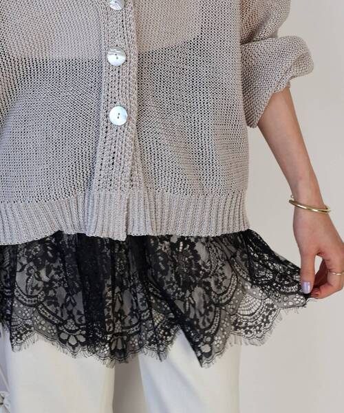 le.coeur blanc（ルクールブラン）の「《WEB限定アイテム》レースレイヤードスカート（付け裾)（スカート・レディース・オフホワイト/ブラック・FREE）」の6枚目の写真