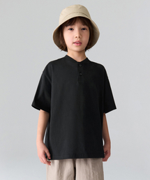 オーバーサイズヘンリーネックTシャツ[ブラック]
