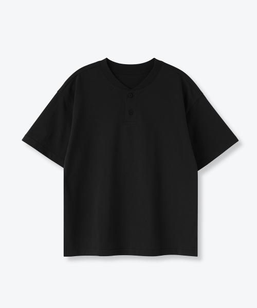 MUSINSA STANDARD KIDS（ムシンサスタンダードキッズ）の「オーバーサイズヘンリーネックTシャツ[ブラック]（Tシャツ/カットソー・レディース・その他・100/110/120/130/140/150）」の2枚目の写真