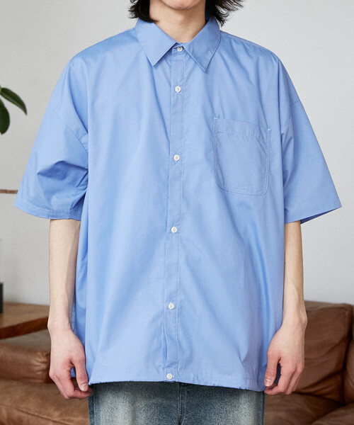 PUBLUX（パブリュクス）の「PUBLUX/パブリュクス LOVE POP STUDIO レギュラーカラー ハーフスリーブ シャツ　限定展開（シャツ/ブラウス・メンズ・サックスブルー/ネイビー/グレー/ブルー・SMALL/LARGE/MEDIUM）」の13枚目の写真