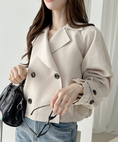 Ada.（エイダ）の「ショート トレンチコート（トレンチコート・レディース・ネイビー/ベージュ/ライトベージュ・FREE）」の5枚目の写真