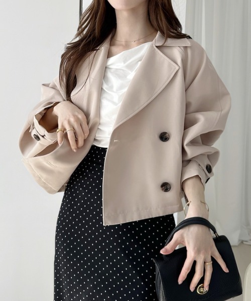 Ada.（エイダ）の「ショート トレンチコート（トレンチコート・レディース・ネイビー/ベージュ/ライトベージュ・FREE）」の14枚目の写真