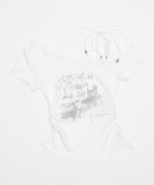 dispark（ディスパーク）の「DISPARK/【26年春夏新作】グラフィックワンショルT（Tシャツ/カットソー・レディース・ホワイト/杢グレー・FREE）」の17枚目の写真